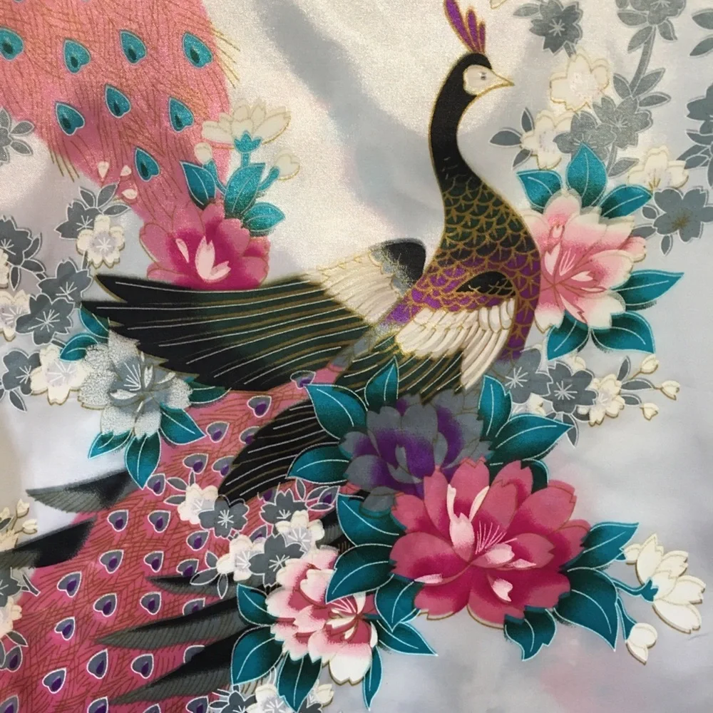 Wudiemi Girls Size 12 Chinese Qipao Cheongsam Dress Pink White Peacock Floral